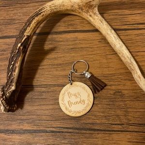 Custom miss mendy key chain tassel wooden